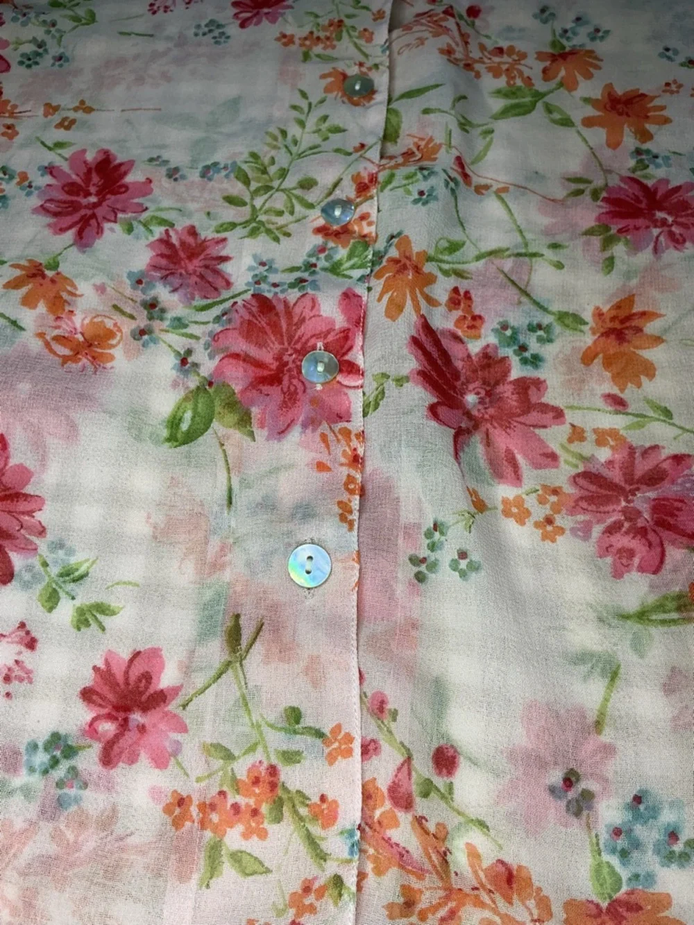 Floral Blouse PrettyP Women’s Small Collared Button-Up Lightweight Feminine